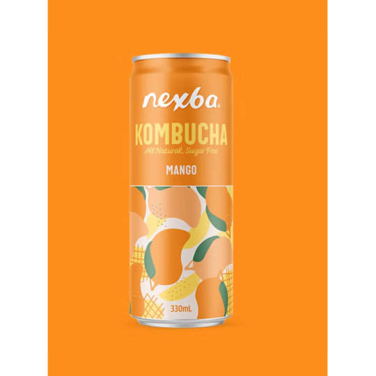 Kombucha de mango – ligeramente gaseosa, sin azúcar, 330 ml | Nexba