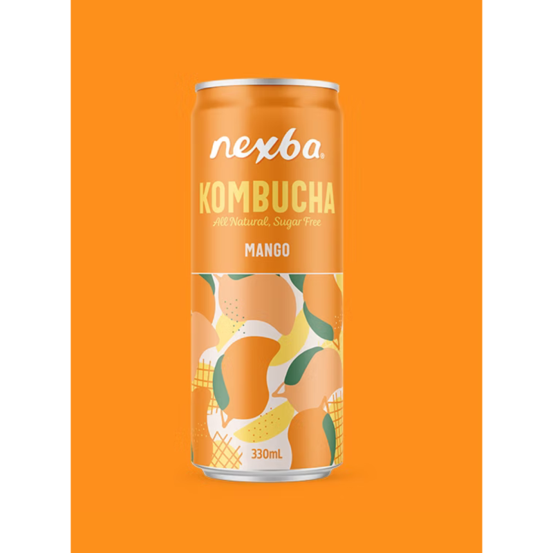 Kombucha Mango – jemně perlivá, bez cukru, 330 ml | Nexba