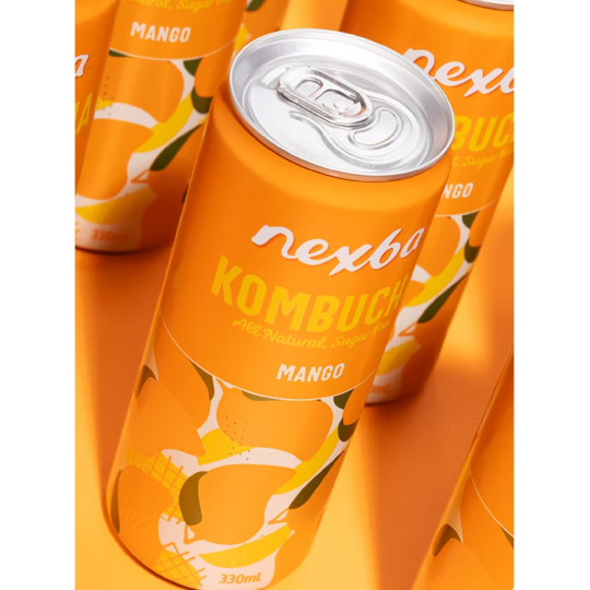 Kombucha Mango – jemně perlivá, bez cukru, 330 ml | Nexba