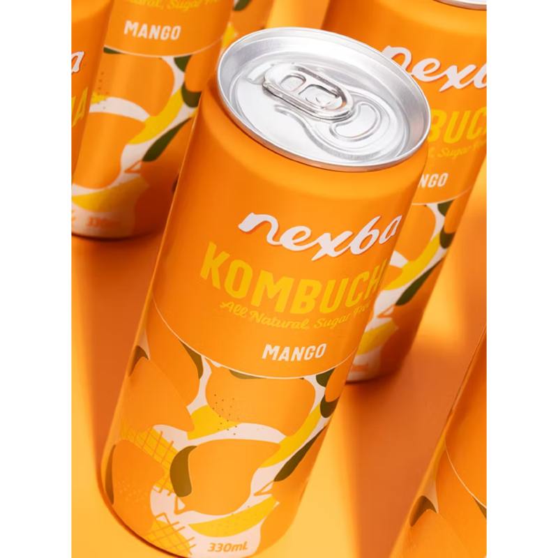 Kombucha de manga – levemente gaseificada, sem açúcar, 330 ml | Nexba