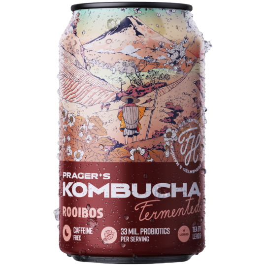 Kombucha Rooibos – fermentovaný nápoj bez kofeinu 330 ml | Prager's