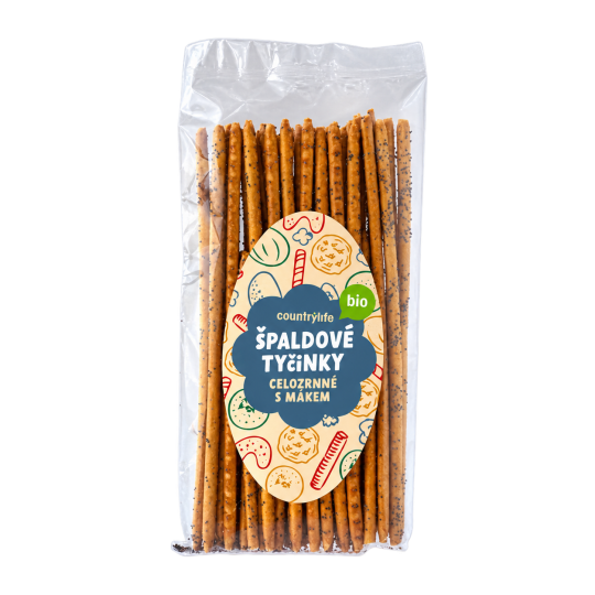 Organic Whole Grain Spelt Sticks with Poppy Seeds (100 g) | Country Life
